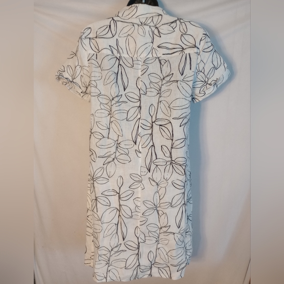 Cynthia Rowley 100% Linen Women's Size XS White Dress With Black Embrodery - Picture 2 of 6